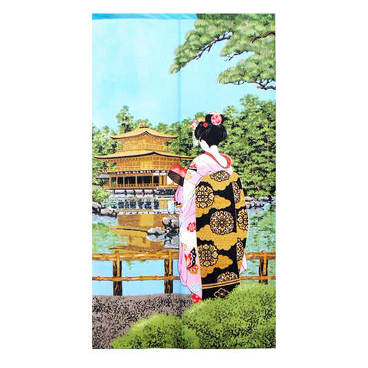 【 のれん 舞妓金閣寺 】 暖簾 カーテン 舞妓さん 金閣寺 鹿苑寺 京都 伝統和柄 日本柄 和柄 目隠しカーテン お土産 海外 外国人 日本料理屋 間仕切り 割烹 寿司屋 ギフト プレゼント 留学 ホームスティ ホストファミリー 日本のおみやげ japanese noren curtain