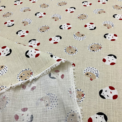 生地 【 ひょっとこ 生成 】 おかめ ひょっとこ 和柄生地 和調 浴衣生地 甚平生地 男の子 女の子 ゆかた生地 お祭り まつり 甚平 浴衣 巾着 お面柄 よさこい 夏生地 はちまき 鉢巻き 和雑貨 日本柄 縁起 和風 おかめひょっとこ 綿プリント ハンドメイド Textile World Toa