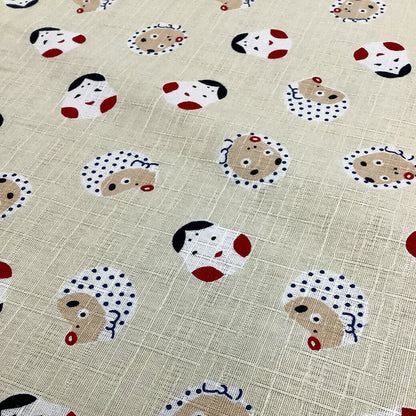 生地 【 ひょっとこ 生成 】 おかめ ひょっとこ 和柄生地 和調 浴衣生地 甚平生地 男の子 女の子 ゆかた生地 お祭り まつり 甚平 浴衣 巾着 お面柄 よさこい 夏生地 はちまき 鉢巻き 和雑貨 日本柄 縁起 和風 おかめひょっとこ 綿プリント ハンドメイド Textile World Toa