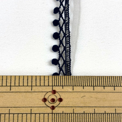リボン【 レース ボンボン 0720 ネイビー 】ボンボンブレード ポンポンレース レースリボン 刺繍リボン レース刺繍 刺繍テープ ハンドメイド資材 可愛い 手芸用テープ リボンテープ 洋裁 ハンドメイド 手芸用 パーツ 布雑貨 副材 手芸副材 Textile World TOA