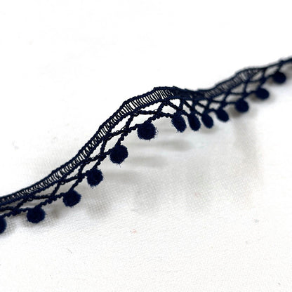 リボン【 レース ボンボン 0720 ネイビー 】ボンボンブレード ポンポンレース レースリボン 刺繍リボン レース刺繍 刺繍テープ ハンドメイド資材 可愛い 手芸用テープ リボンテープ 洋裁 ハンドメイド 手芸用 パーツ 布雑貨 副材 手芸副材 Textile World TOA