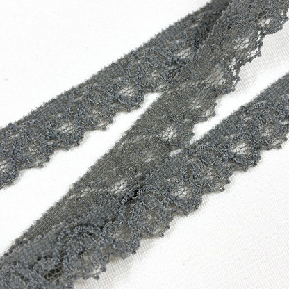 リボン【 細ストレッチレース グレー 】レースリボン ストレッチレース 刺繍リボン 花柄 花柄刺繍 レース刺繍 刺繍テープ ハンドメイド資材 可愛い 手芸用テープ リボンテープ 洋裁 ハンドメイド 手芸用 パーツ 布雑貨 副材 手芸副材 フリル Textile World TOA