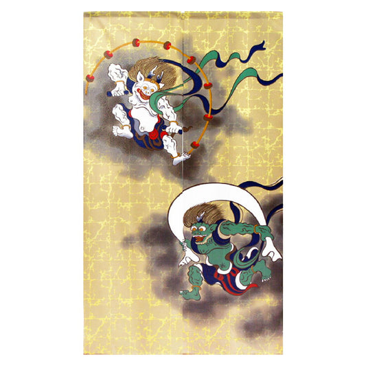 【 のれん 風神雷神 】 暖簾 カーテン 風神 雷神 俵屋宗達 風神雷神図 伝統和柄 風神雷神図屏風  日本柄 和柄 目隠しカーテン お土産 海外 外国人 日本料理屋 間仕切り 寿司屋 ギフト プレゼント 留学 ホームスティ ホストファミリー 日本のおみやげ japanese noren curtain