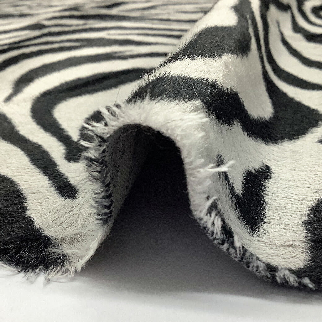 灰※生地 【 アニマルシール ゼブラ柄 グレー 】 ファー生地 シール生地