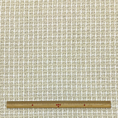 生地 【 ファンシーツイード クリーム 】 ツイード生地 ゴールドラメ入り ファンシーツイード生地 ツィード ファンシーツィード ラメ入りツイード 広幅 幅広 ジャケット コート スーツ ワンピース バッグ インテリア カーテン ハンドメイド 手作り 手芸  Textile world TOA