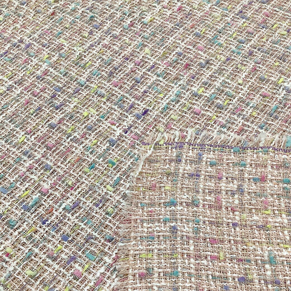 生地 【 ファンシーツイード ピンク 】 ツイード生地 カラフル ファンシーツイード生地 ツィード ポップ ファンシーツィード コットンキャンディ 広幅 幅広 ジャケット コート スーツ ワンピース バッグ インテリア カーテン ハンドメイド 手作り 手芸  Textile world TOA