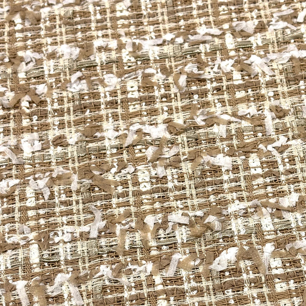 生地 【 ファンシーツイード ベージュ 】 142cm巾 幅広 ミックスツイード生地