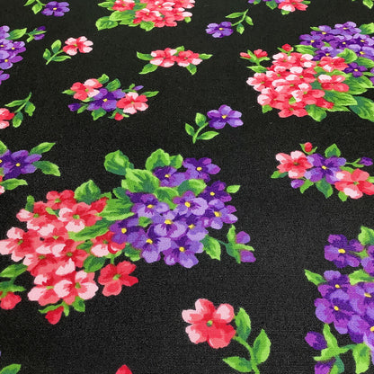 生地 【 花柄プリント ブラック 】 花柄生地 フラワープリント キャンバス 紫陽花 あじさい 春夏 アート イラスト 絵画風 綿プリント 綿生地 綿100％ コットン スカート インテリア バッグ 帽子 トートバッグ 可愛い 春 夏 可愛い イングリッシュガーデン Textile World Toa