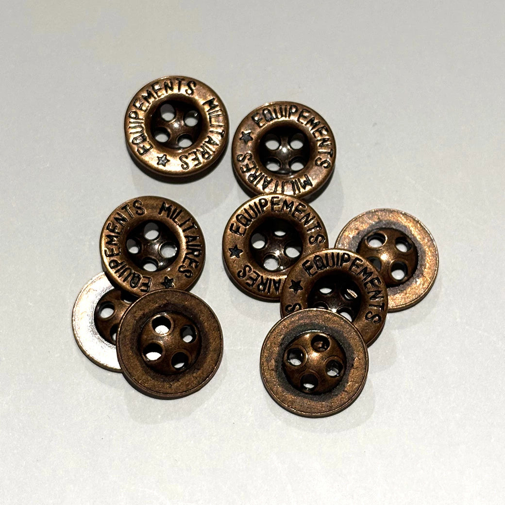 ボタン 【 四つ穴ボタン ブロンズ 16mm 】 4つ穴 ぼたん 釦 シャツボタン ワイシャツ 袖口