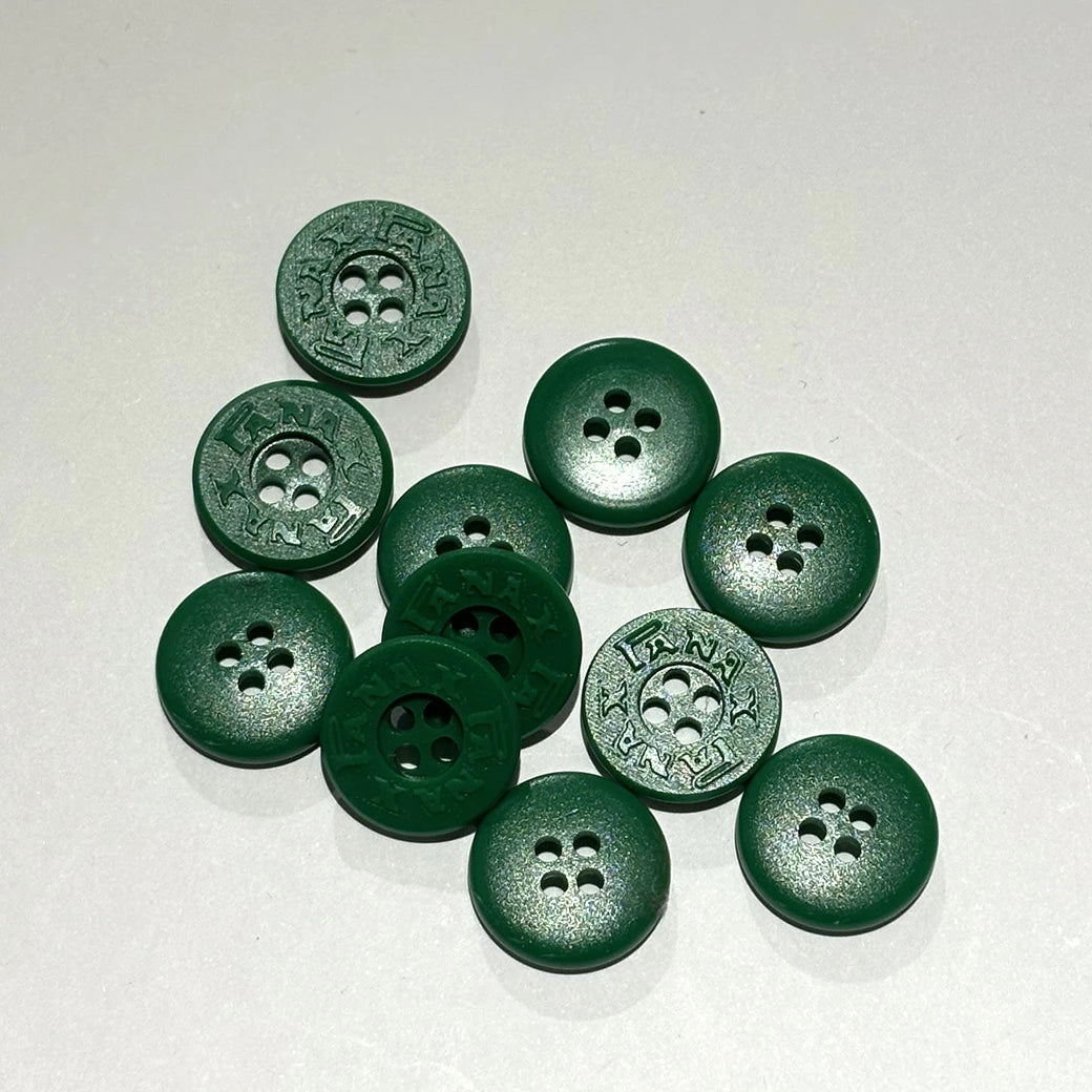 ボタン 【 四つ穴ボタン 緑 15mm 】 4つ穴 ぼたん 釦 シャツボタン ワイシャツ 袖口