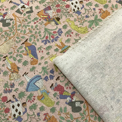 生地 【 V&A Fabric Collection アリスアドベンチャー 】 不思議の国のアリス 綿麻キャンバス 巾110cm 綿80％・麻20％