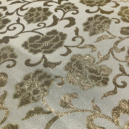 生地 【 金襴 ベージュゴールド 】 金襴生地 一重蔓牡丹唐草 牡丹唐草 唐草 牡丹 和柄 布 和風生地 京都西陣織 よさこい 金襴布 金襴 きんらん 仏具 座布団 つまみ細工 人形衣装 能衣装 袈裟 表装 掛け軸 茶道具 に