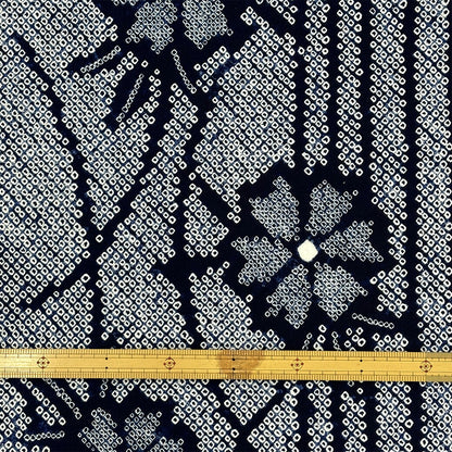 生地 【 有松絞り 秋桜 紺 12.5m巻き 巾40cm 】 一反 巻き売り 有松染め 鳴海絞り 有松鳴海絞り 浴衣生地 甚平生地 コスモス 浴衣 ゆかた しぼり浴衣 絞り浴衣 絞り染め 兵児帯 帯 夏着物 単衣 風呂敷 一反