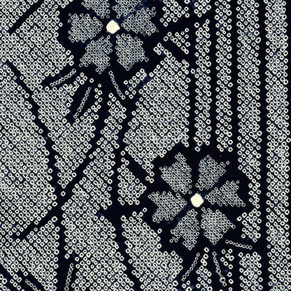 生地 【 有松絞り 秋桜 紺 12.5m巻き 巾40cm 】 一反 巻き売り 有松染め 鳴海絞り 有松鳴海絞り 浴衣生地 甚平生地 コスモス 浴衣 ゆかた しぼり浴衣 絞り浴衣 絞り染め 兵児帯 帯 夏着物 単衣 風呂敷 一反