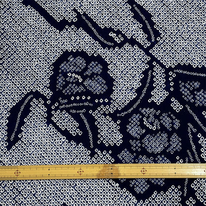 生地 【 有松絞り 花 紺 12.4m巻き 巾40cm 】 一反 巻き売り 有松染め 鳴海絞り 有松鳴海絞り 浴衣生地 甚平生地 花柄 紺色 緑 浴衣 ゆかた しぼり浴衣 絞り浴衣 絞り染め 兵児帯 夏着物 風呂敷 一反販売