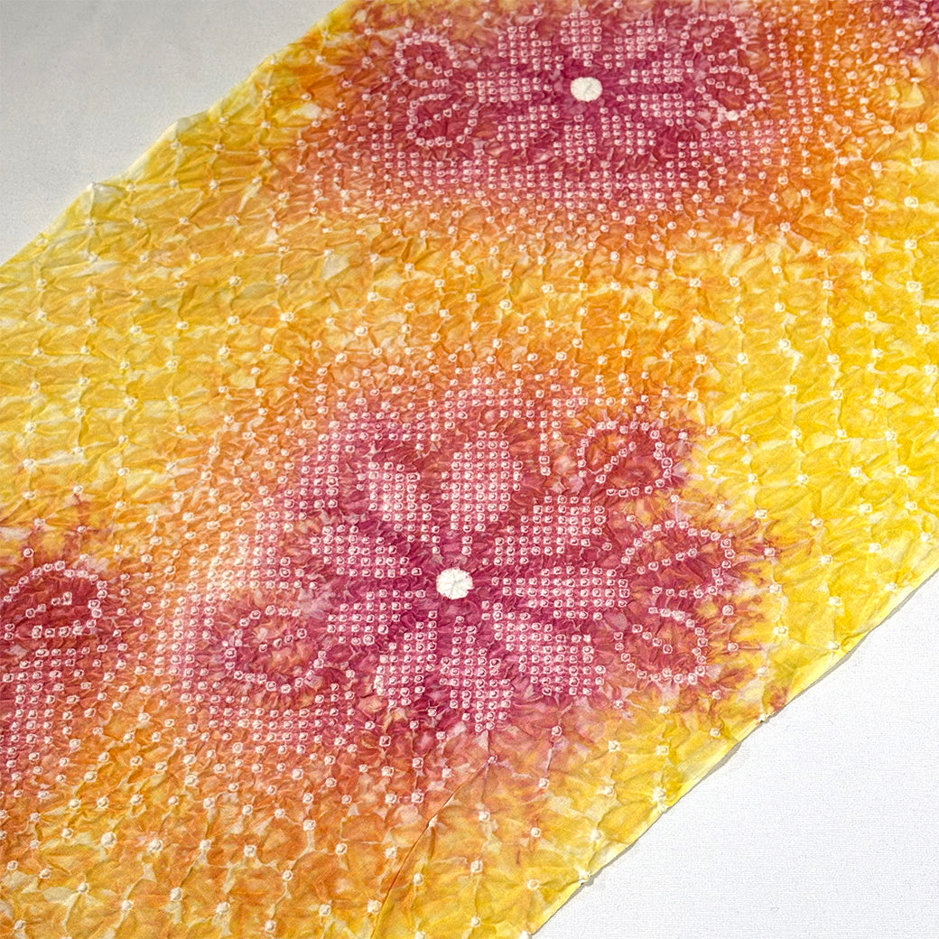 【訳あり】 【 有松絞り 花 黄色 12.3m巻き 巾40cm 】 生地 一反 巻き売り 有松染め 鳴海絞り 有松鳴海絞り 浴衣生地 甚平生地 浴衣 ゆかた