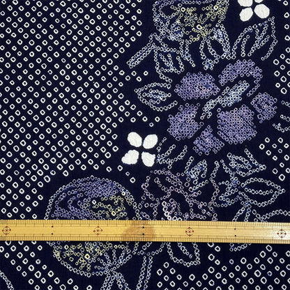 生地 【 有松絞り 手鞠 紺 12.3m巻き 巾40cm 】 一反 巻き売り 有松染め 鳴海絞り 有松鳴海絞り 浴衣生地 甚平生地 手毬 てまり 花 浴衣 ゆかた しぼり浴衣 絞り浴衣 絞り染め 兵児帯 夏着物 風呂敷 一反販