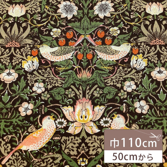 生地 【 V&A Fabric Collection いちご泥棒 】 シーチング 110cm巾 コットン 綿100％ 薄手