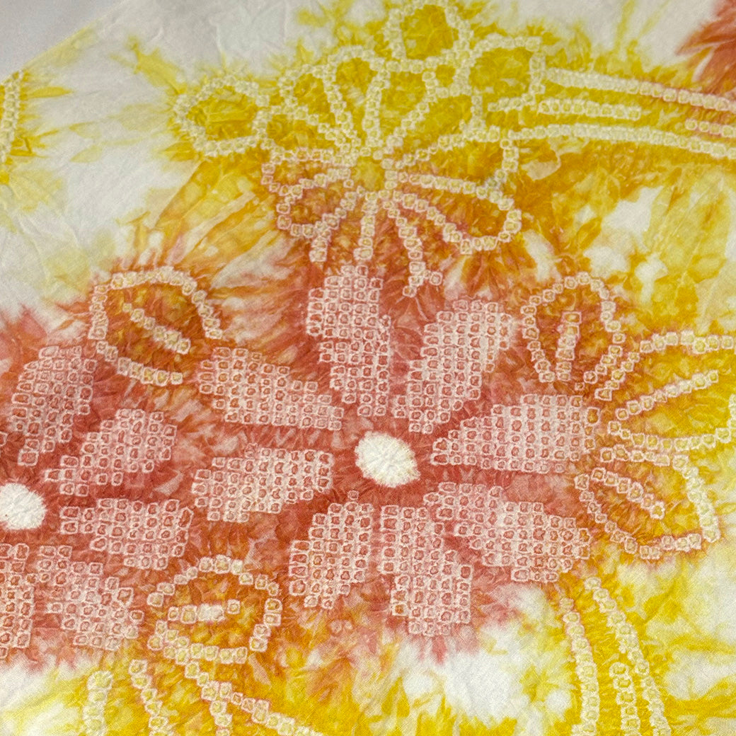 訳あり】 【 有松絞り 花 黄色 12.3m巻き 巾40cm 】 生地 一反 巻き