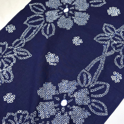 生地 【 有松絞り 花 紺 12.5m巻き 巾40cm 】 一反 巻き売り 有松染め 鳴海絞り 有松鳴海絞り 浴衣生地 甚平生地 花柄 浴衣 ゆかた しぼり
