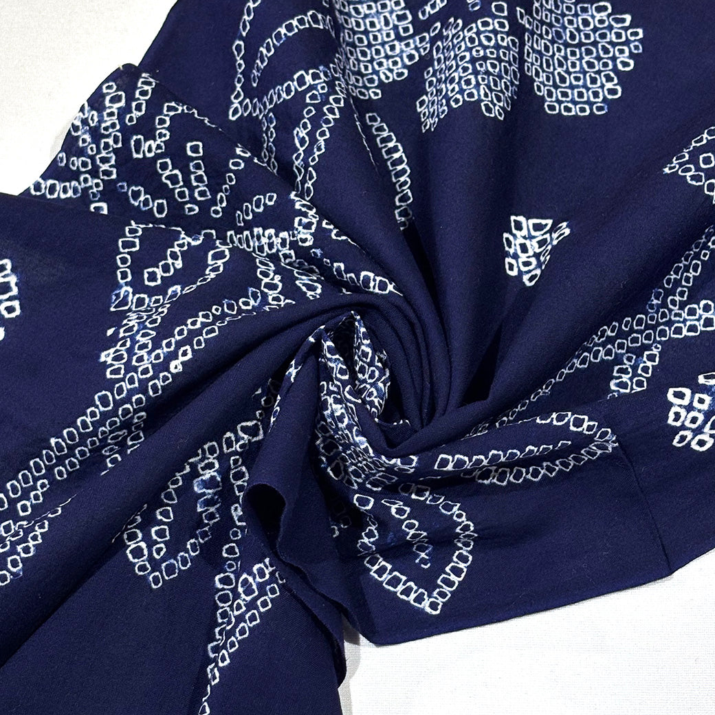 生地 【 有松絞り 花 紺 12.5m巻き 巾40cm 】 一反 巻き売り 有松染め 鳴海絞り 有松鳴海絞り 浴衣生地 甚平生地 花柄 浴衣 ゆかた しぼり