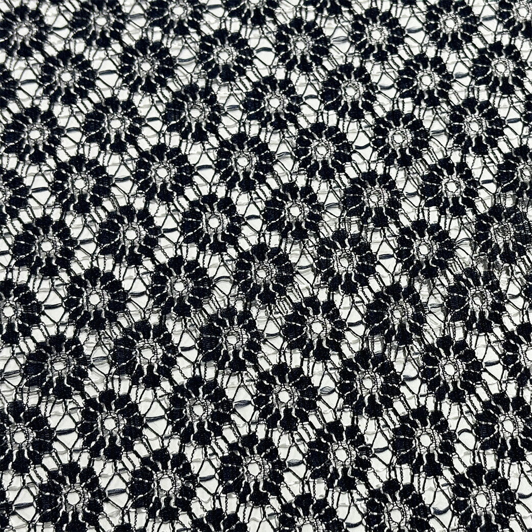 生地 【 ラッセルレース ネイビー 】 レース ラッセルレース レース生地 ラッセル ラッセルレース生地 刺繍 レース刺繍 花柄 薔薇 幾何学 レースカーテン グローブ 手袋 ベール ブライダル ウェディング コスプレ 半襟