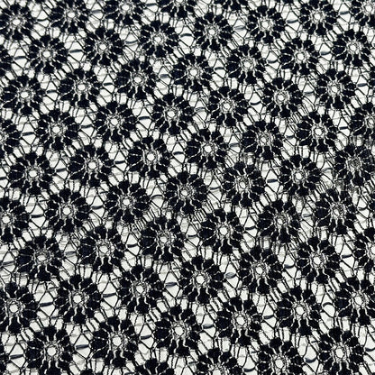 生地 【 ラッセルレース ネイビー 】 レース ラッセルレース レース生地 ラッセル ラッセルレース生地 刺繍 レース刺繍 花柄 薔薇 幾何学 レースカーテン グローブ 手袋 ベール ブライダル ウェディング コスプレ 半襟