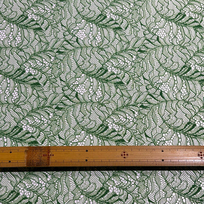 生地 【 片耳スカララッセルレース グリーン 】 レース ラッセルレース レース生地 ラッセル ラッセルレース生地 刺繍 レース刺繍 花柄 薔薇 幾何学 レースカーテン グローブ 手袋 ベール ブライダル ウェディング コスプ
