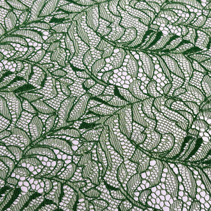 生地 【 片耳スカララッセルレース グリーン 】 レース ラッセルレース レース生地 ラッセル ラッセルレース生地 刺繍 レース刺繍 花柄 薔薇 幾何学 レースカーテン グローブ 手袋 ベール ブライダル ウェディング コスプ