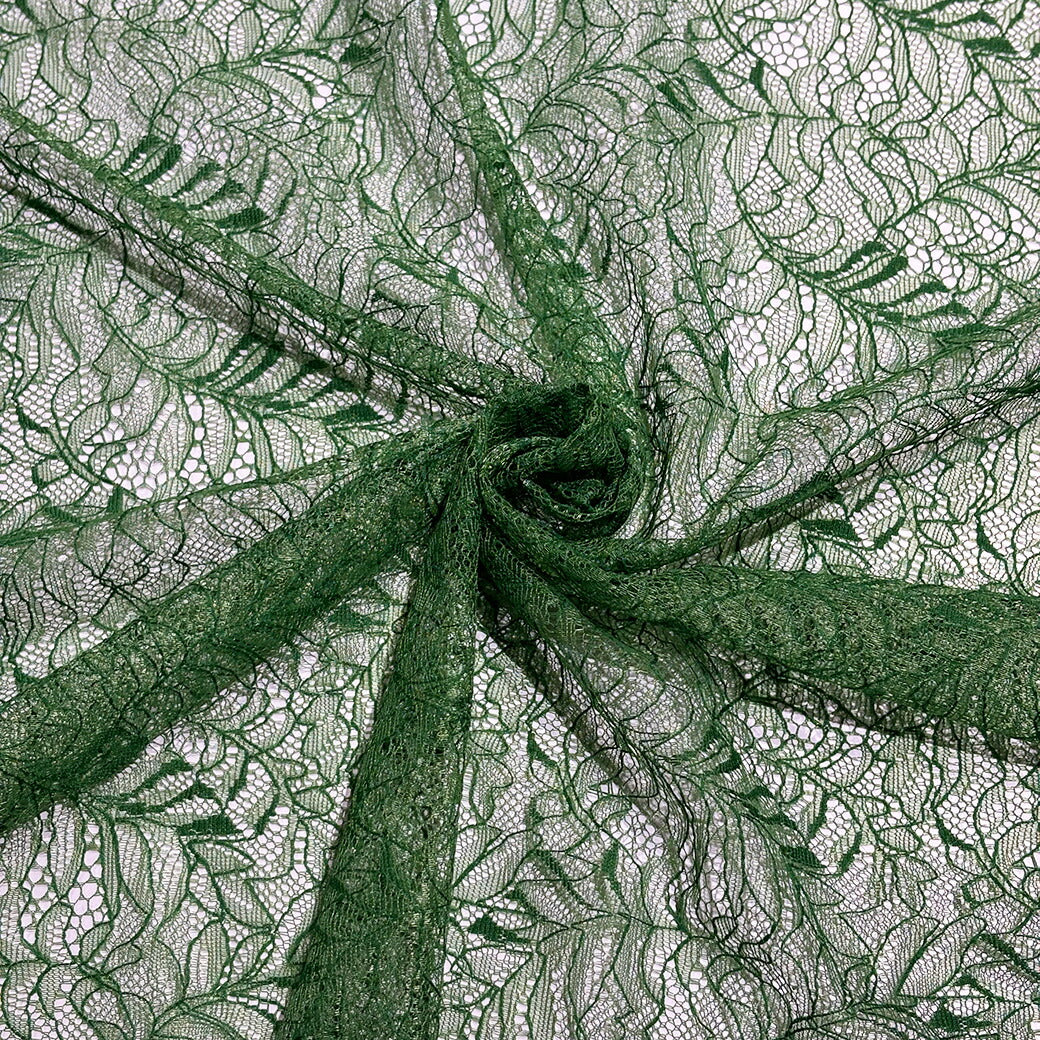 生地 【 片耳スカララッセルレース グリーン 】 レース ラッセルレース レース生地 ラッセル ラッセルレース生地 刺繍 レース刺繍 花柄 薔薇 幾何学 レースカーテン グローブ 手袋 ベール ブライダル ウェディング コスプ