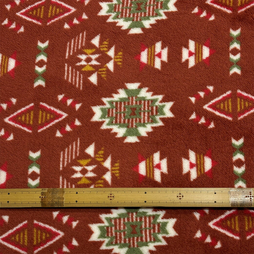 生地 【 フリース ネイティブアメリカン レッド 】 フリース生地 民族