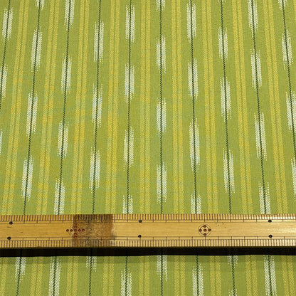 生地 【 カスリ柄 抹茶 】 カスリ 絣 絣風 絣紋様 絣文様 敷き物 和柄 和調 古典柄 古典 綿生地 コットン 綿100% ストライプ ボーダー しましま 和雑貨 巾着 巾着袋 袱紗入れ 袱紗ケース 御朱印帳ケース 座布団