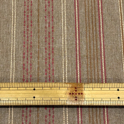 生地 【 ジャガード刺繍ストライプ 茶 】 ジャガード生地 ストライプ 縦縞 150cm巾 幅広 ポリエステル 綿混生地 スカート パンツ ワンピース バッグ ポーチ クッションカバー ランチョンマット 可愛い おしゃれ 上品 T