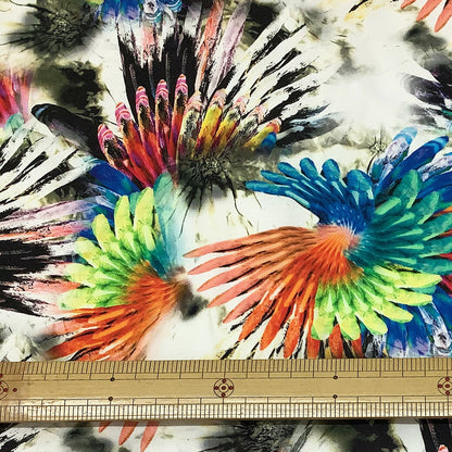 生地【 フランス製 鳳凰プリント 】 鳳凰 鳳凰柄 鳥 鳥柄 霊鳥 バードプリント 縁起物 縁起 カラフル ポップ 綿 綿100％ コットン フランス フランス布 プリント生地 ハンドメイド 和装 民芸 シャツ スカート パン