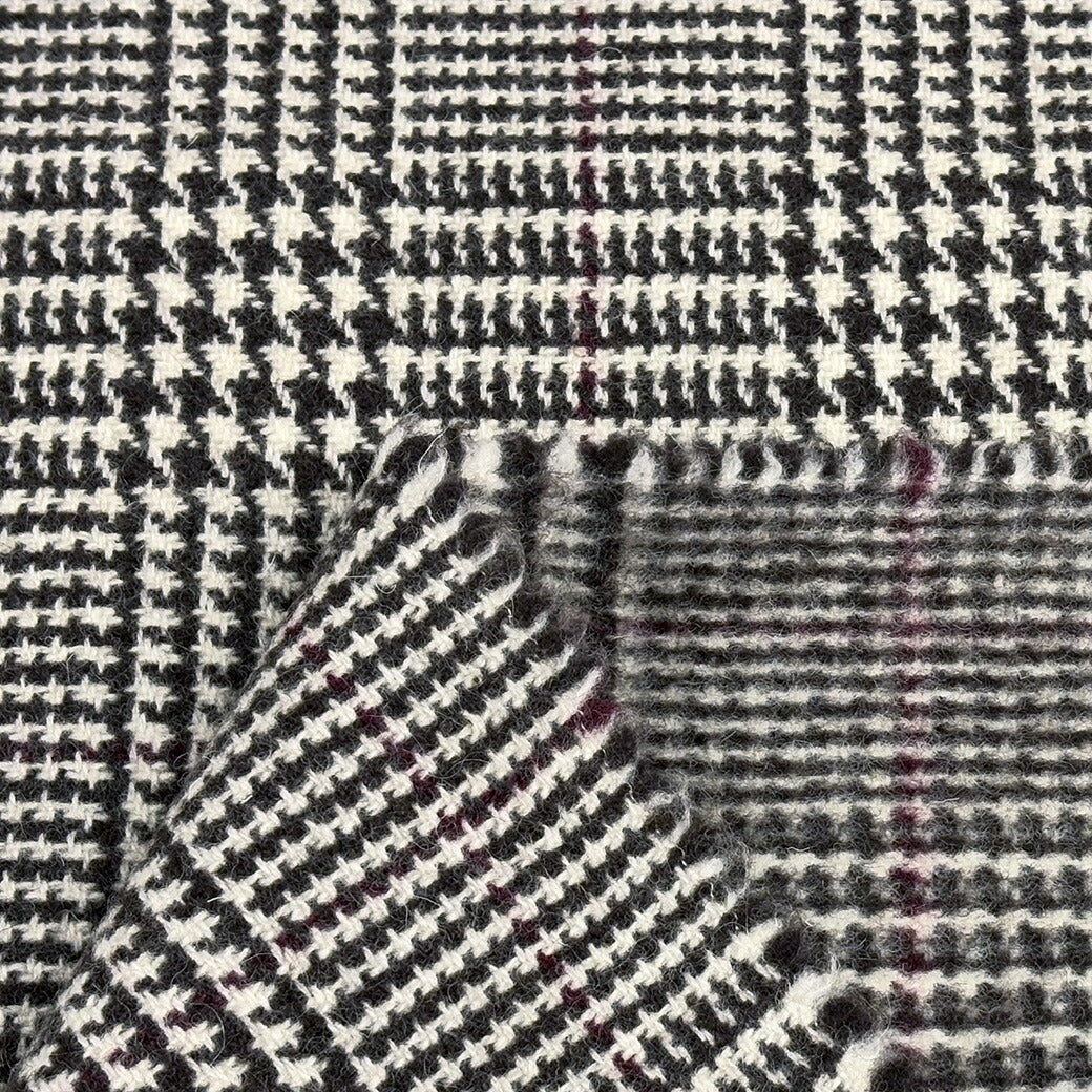 生地 【 ミュール紡グレンチェック グレー 】 チェック柄 グレン