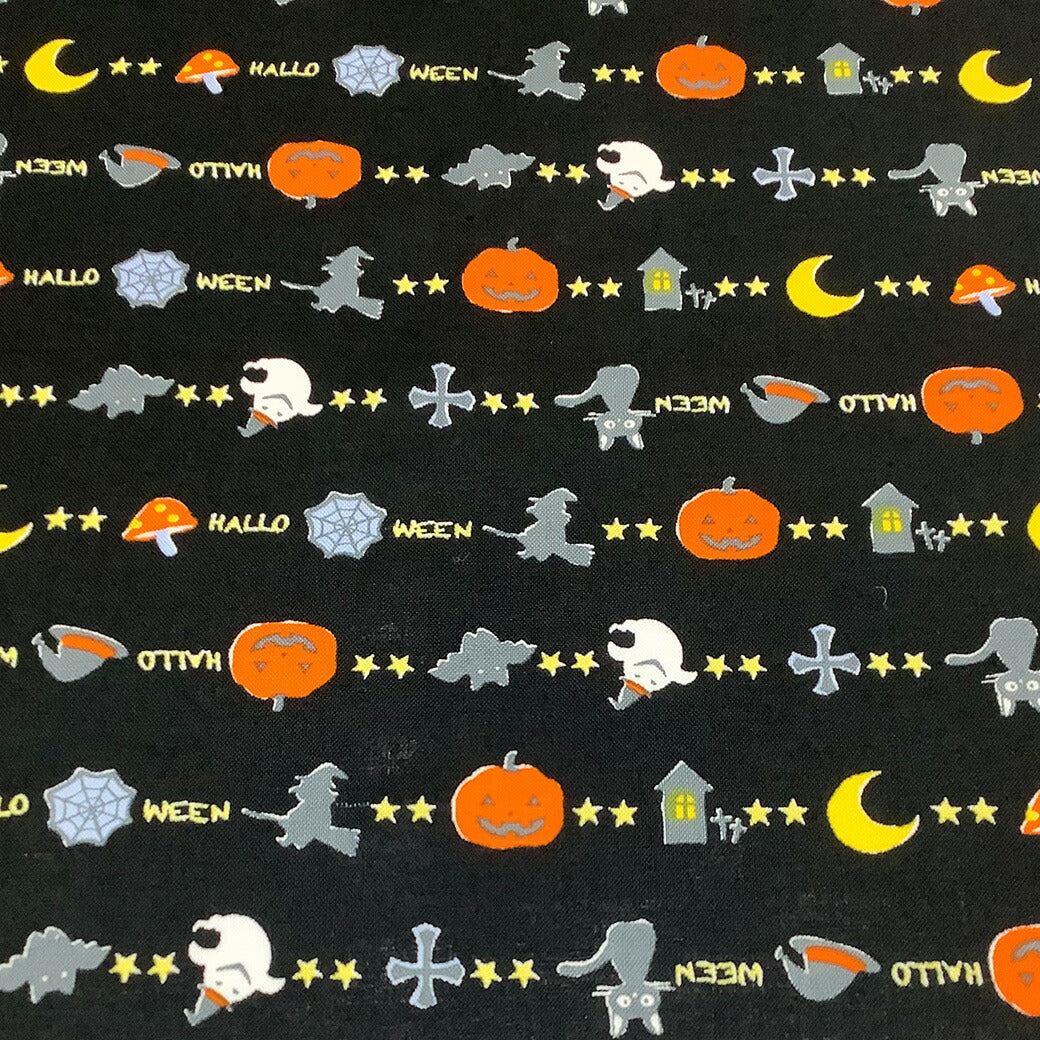 生地 【 ハロウィン シーチング 3色 】 ハロウィンプリント ハロウィン柄 パンプキン シーチング生地 ハロウィーン ハロウィーン柄 魔女 かぼちゃ ジャックオーランタン 黒猫 猫柄 猫 おばけ ゴースト ウィッチ コウモリ 蜘蛛の巣 衣装 仮装 可愛い ポップ Textile World TOA