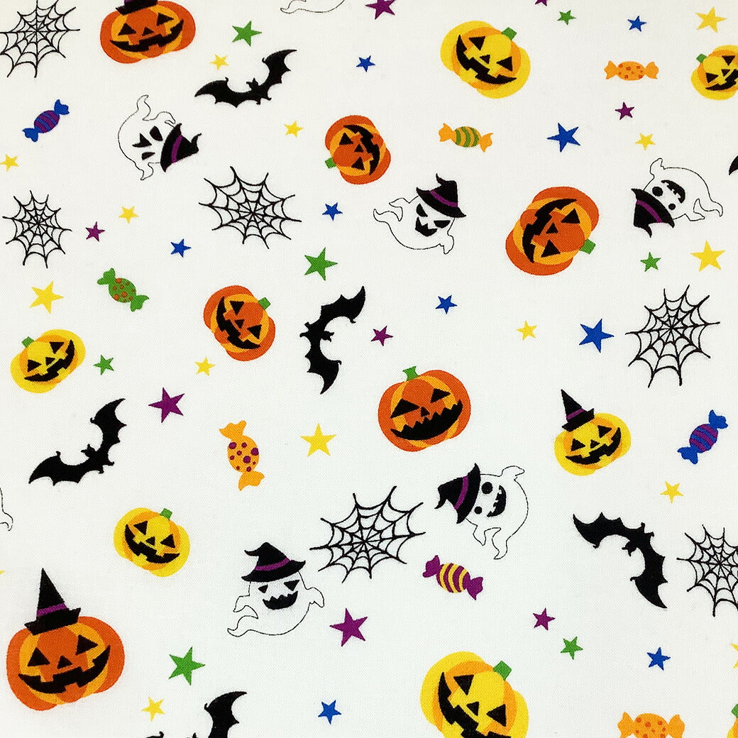 生地 【 ハロウィン シーチング 3色 】 ハロウィンプリント ハロウィン柄 パンプキン シーチング生地 ハロウィーン ハロウィーン柄 魔女 かぼちゃ ジャックオーランタン 黒猫 猫柄 猫 おばけ ゴースト ウィッチ コウモリ 蜘蛛の巣 衣装 仮装 可愛い ポップ Textile World TOA