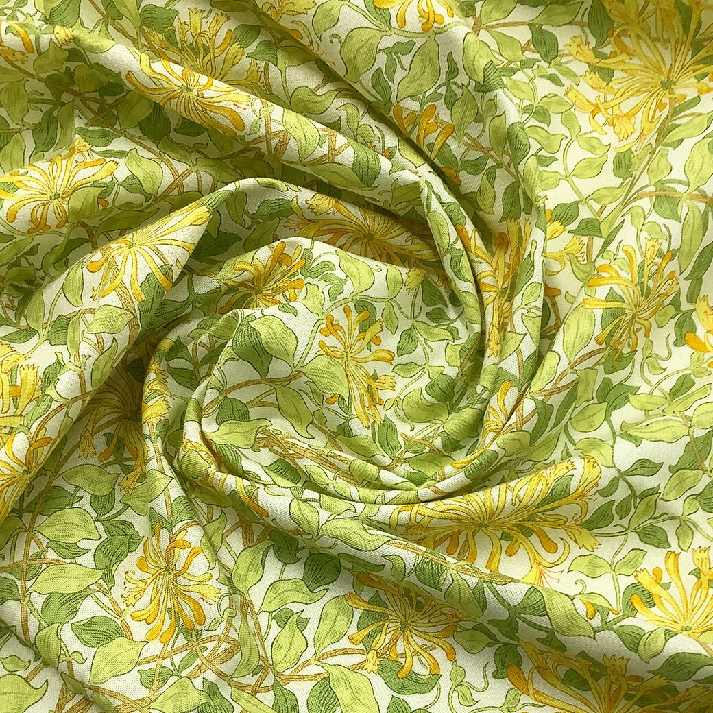 生地 【 V&A Fabric Collection ハニーサックル 】 シーチング 110cm巾 コットン 綿100％ 薄手 薄地 Honeysuckle 英国 イギリス ロンドン ヴィクトリア&アルバート博物館 ウィリアム