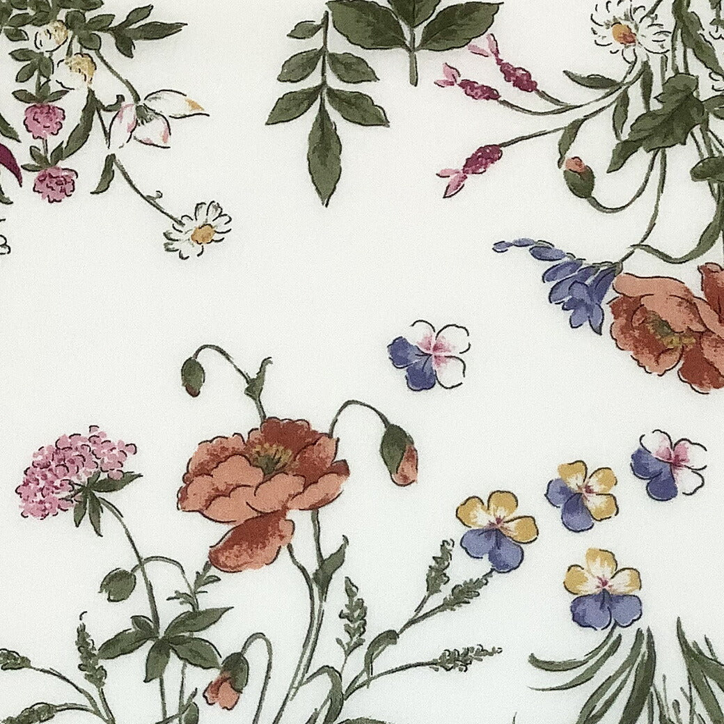 生地 【 花柄シフォン 赤 】 花柄生地 シルク生地 シルク シフォン生地 レトロフラワー アンティーク調 クラシックフラワー 花 小花 花柄プリント シフォン ブラウス シャツ ベール ドレス 装飾 アクセサリーパーツ スカ