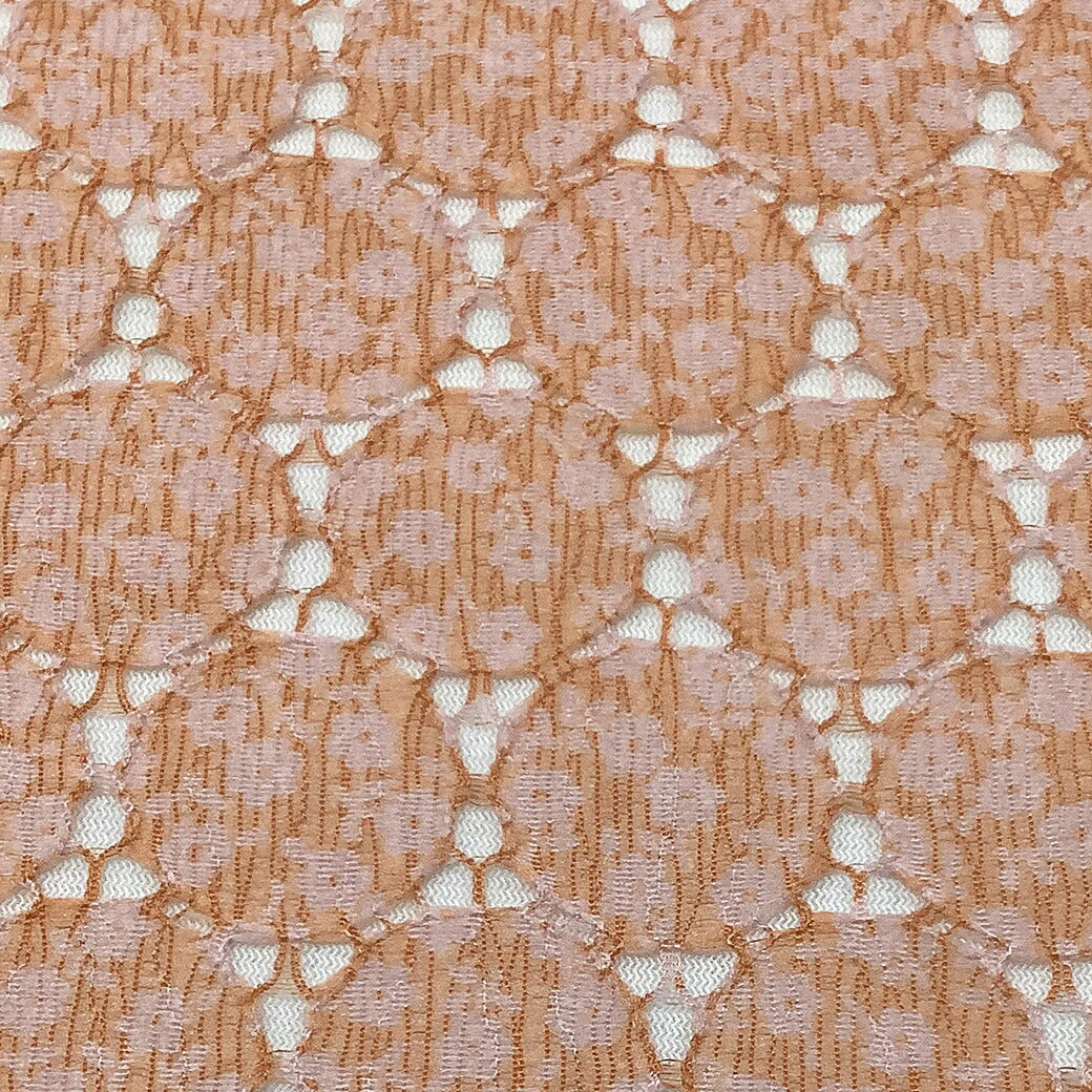 生地 【 花柄ラウンドレース オレンジ 】 レース レース生地 花柄 ラウンドレース 刺繍 レース刺繍 小花柄 薔薇 カスミソウ 幾何学 ワンピーズ チュニック スカート カーテン ブライダル ウェディング コスプレ 半襟 ポ