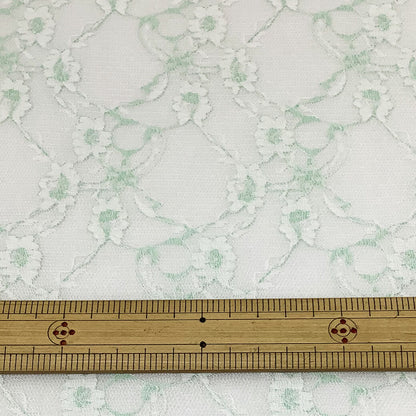 生地 【 ラッセルレース ミント 】 レース ラッセルレース レース生地 ラッセルレース生地 刺繍 レース刺繍 花柄 薔薇 幾何学 レースカーテン グローブ 手袋 ベール ブライダル ウェディング コスプレ 半襟 ハロウィン