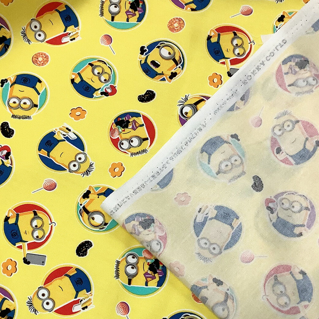 生地 【 ミニオン オックスフォードプリント キイロ 】 ミニオン ミニオンズ キャラクター生地 キャラ生地 カール デイブ ユニバーサルスタジオ 入園 入学 新学期準備 幼稚園 可愛い レッスンバッグ 習い事バッグ 巾着 巾