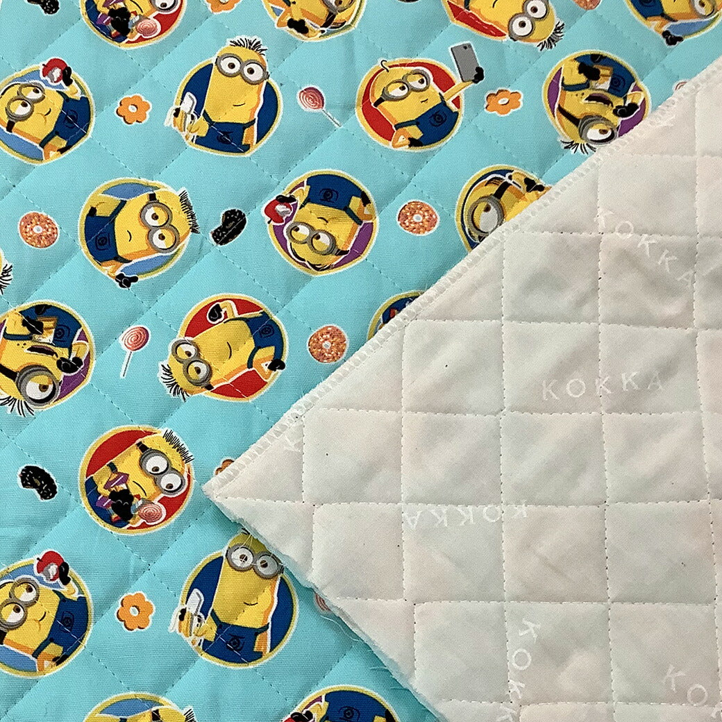 生地 【 ミニオン キルティングプリント スカイ 】 ミニオン ミニオンズ キルト生地 キルティング 生地 男の子 キャラクター生地 ユニバーサルスタジオ 入園 入学 新学期準備 幼稚園 バッグ レッスンバッグ 習い事バッグ