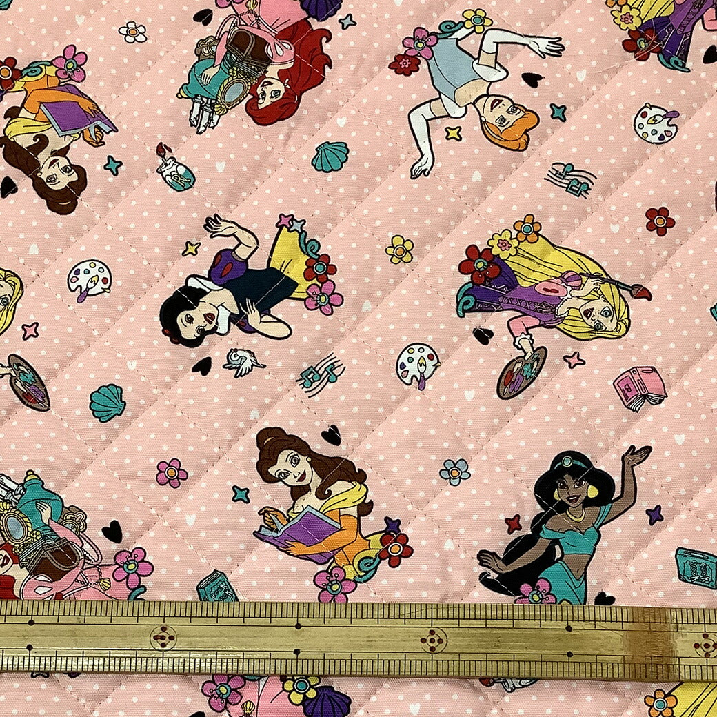 生地 【 ディズニープリンセス キルティングプリント ピンク 】 ディズニー プリンセス キルト生地 キルティング 生地 女の子 キャラクター 入園 入学 新学期準備 幼稚園 バッグ トート レッスンバッグ 習い事バッグ 巾着