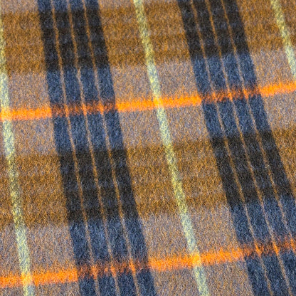 生地 【 リバーシブル 大柄チェック ネイビーオレンジ 】 ウール生地 チェック 145cm巾 幅広 起毛