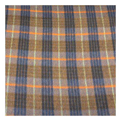 生地 【 リバーシブル 大柄チェック ネイビーオレンジ 】 ウール生地 チェック 145cm巾 幅広 起毛