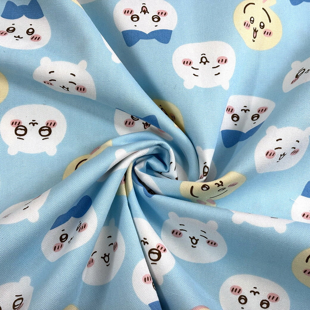 生地 【 ちいかわ オックスフォードプリント ブルー 】 ちいかわ ちいかわ生地 オックス生地 綿生地 コットン うさぎ ハチワレ キャラクター生地 キャラ生地 入園 入学 新学期準備 幼稚園 可愛い レッスンバッグ 習い事バ