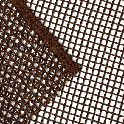 生地 【 編みレース ブラウン 】 レース レース生地 刺繍レース 100cm巾 ポリエステル 格子柄 チェック