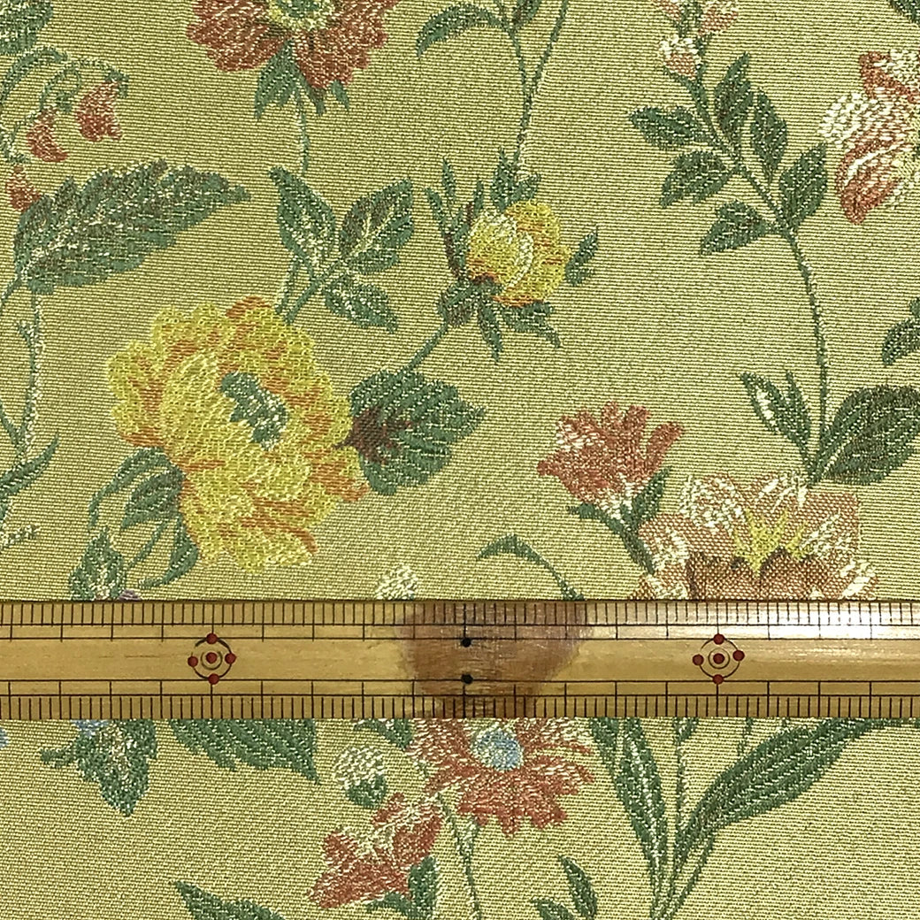 生地【 金襴ジャガード キイロ 】100cm巾 ジャガード生地 花柄金襴 豪華な生地 華やかな生地