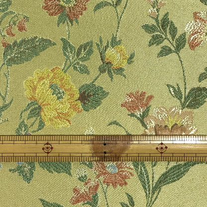 生地【 金襴ジャガード キイロ 】100cm巾 ジャガード生地 花柄金襴 豪華な生地 華やかな生地